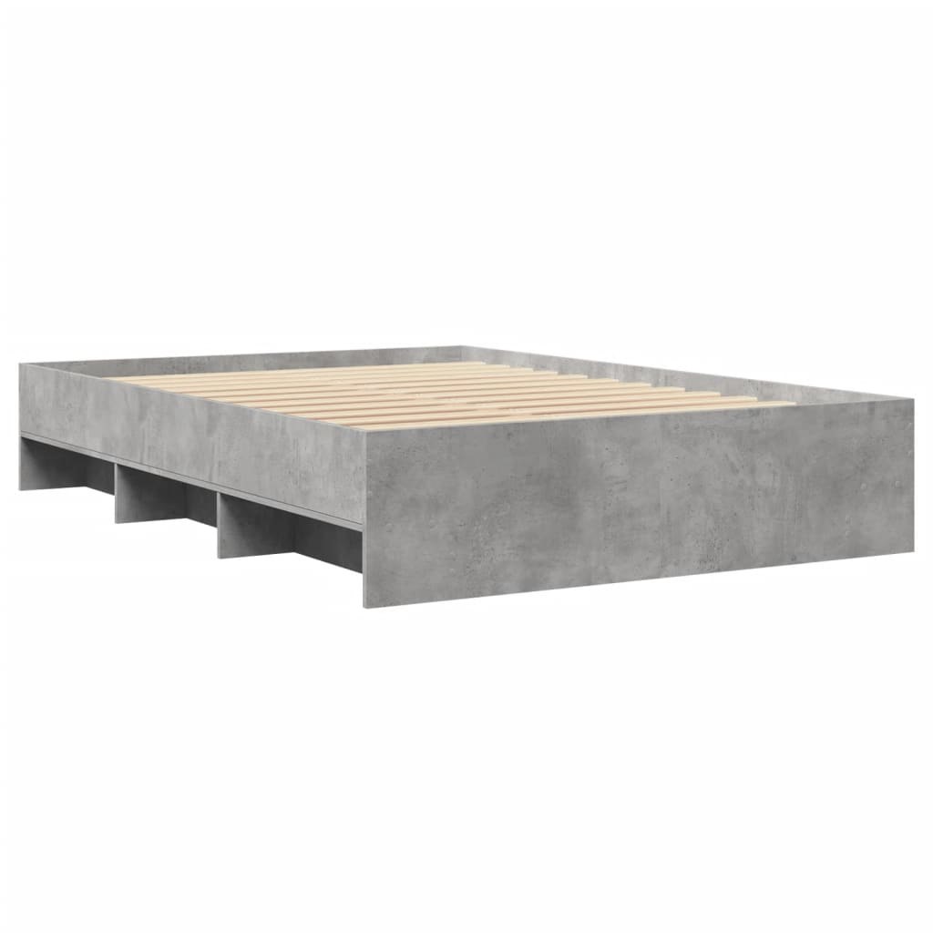 Cadre de lit sans matelas gris béton 135x190 cm bois ingénierie