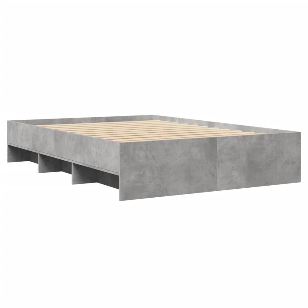 Cadre de lit sans matelas gris béton 135x190 cm bois ingénierie