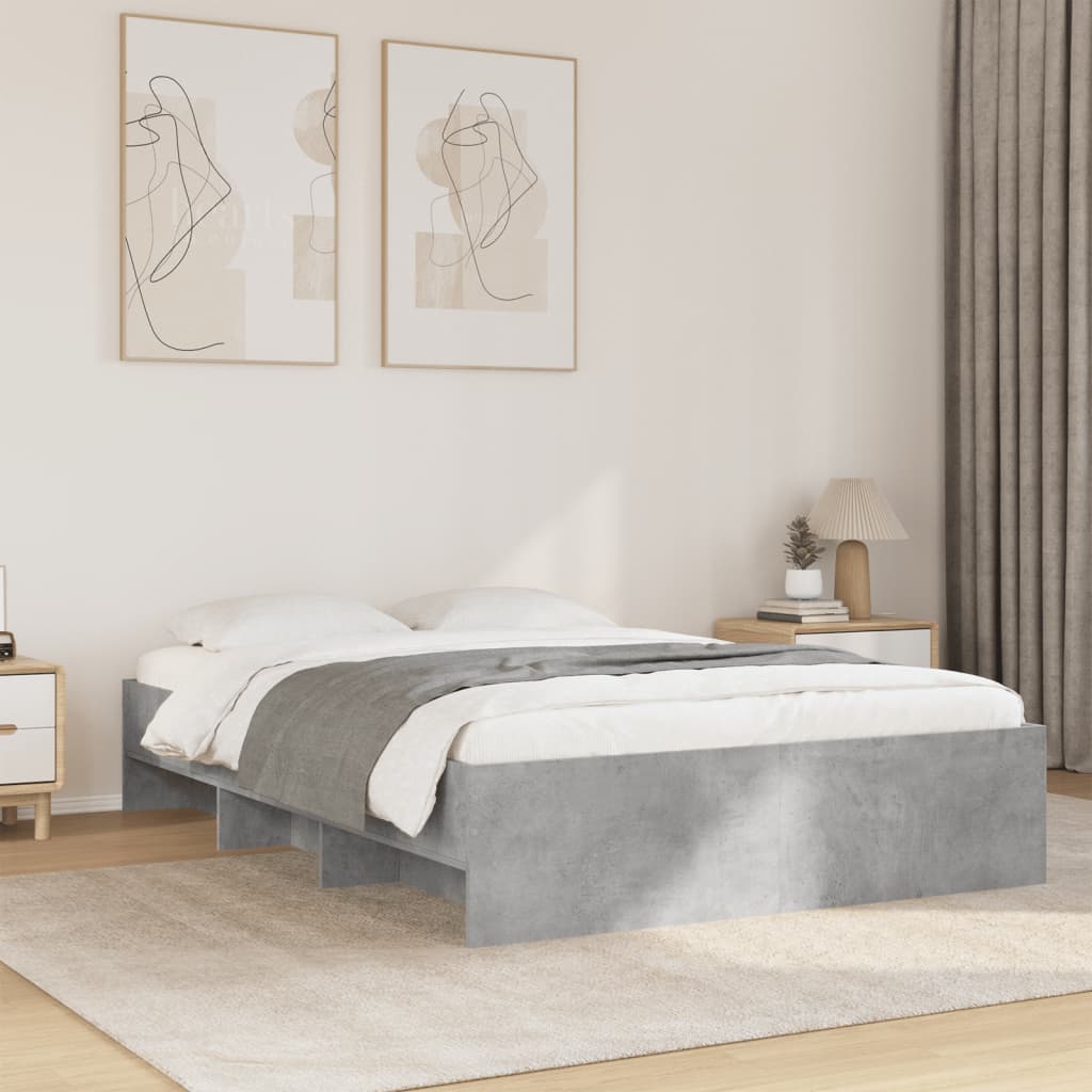 Cadre de lit sans matelas gris béton 135x190 cm bois ingénierie