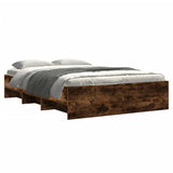 Cadre de lit sans matelas chêne fumé 135x190 cm bois ingénierie