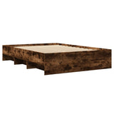 Cadre de lit sans matelas chêne fumé 135x190 cm bois ingénierie