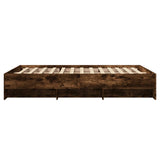 Cadre de lit sans matelas chêne fumé 135x190 cm bois ingénierie