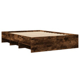 Cadre de lit sans matelas chêne fumé 135x190 cm bois ingénierie