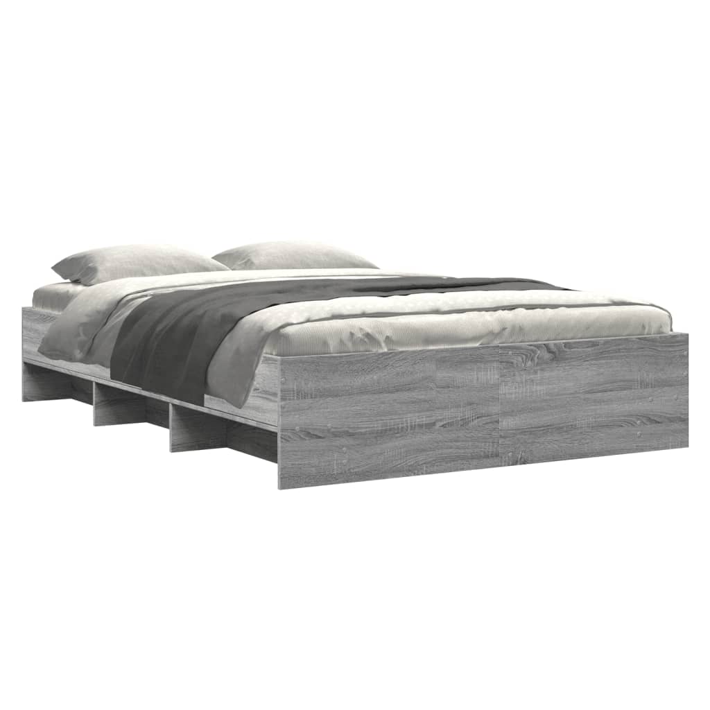 Cadre de lit sans matelas sonoma gris 135x190 cm