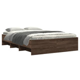 Bed frame without mattress brown oak 135x190 cm