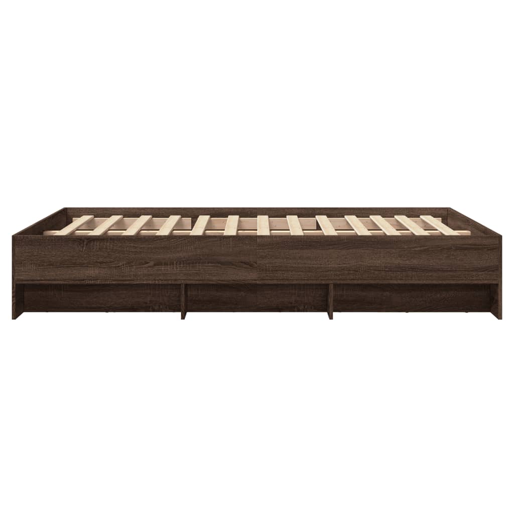 Bed frame without mattress brown oak 135x190 cm