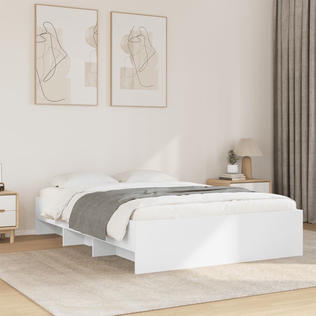 Bed frame without mattress white 120x190 cm engineered wood