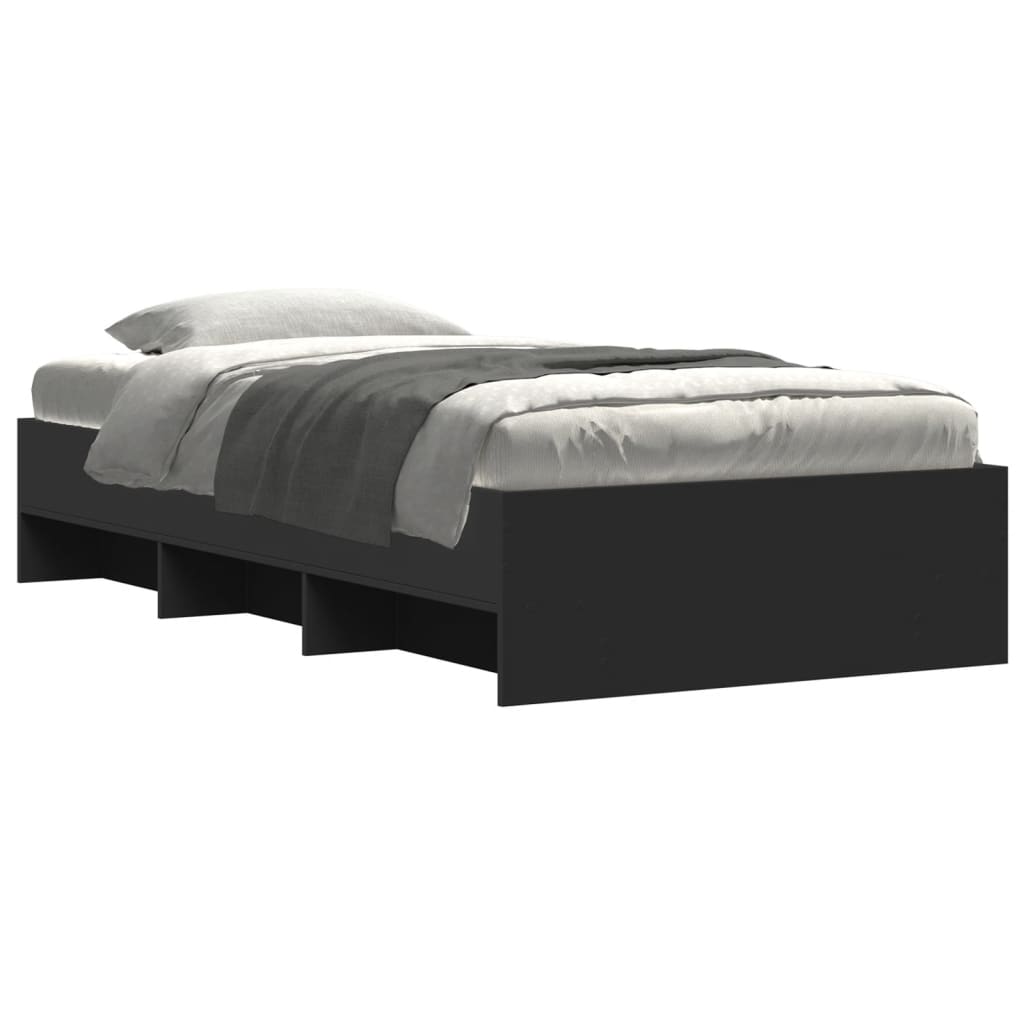 Cadre de lit sans matelas noir 90x190 cm bois ingénierie