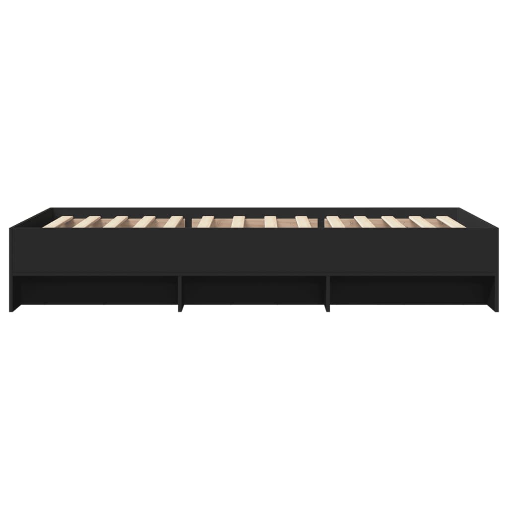 Cadre de lit sans matelas noir 90x190 cm bois ingénierie