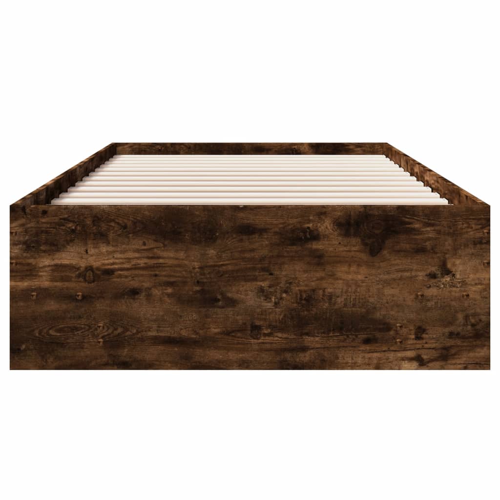 Cadre de lit sans matelas chêne fumé 90x190cm bois d'ingénierie