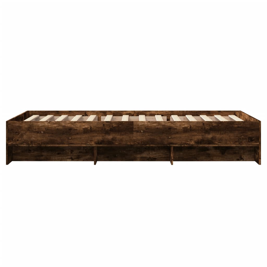 Cadre de lit sans matelas chêne fumé 90x190cm bois d'ingénierie