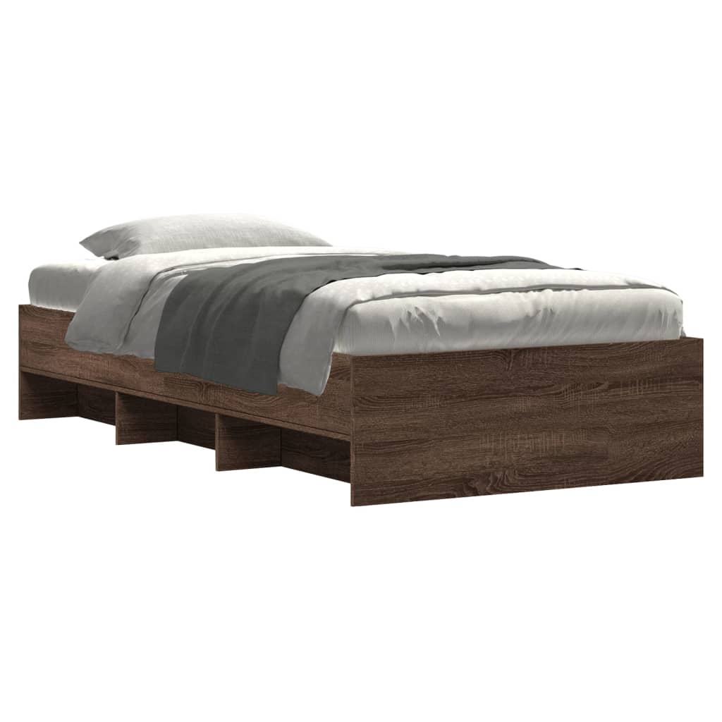 Cadre de lit sans matelas chêne marron 90x190cm bois ingénierie