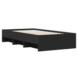 Bed frame without mattress black 75x190 cm engineered wood