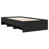 Bed frame without mattress black 75x190 cm engineered wood