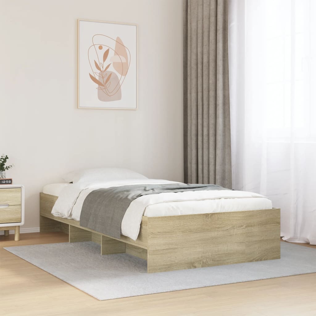 Cadre de lit sans matelas chêne sonoma 75x190 cm