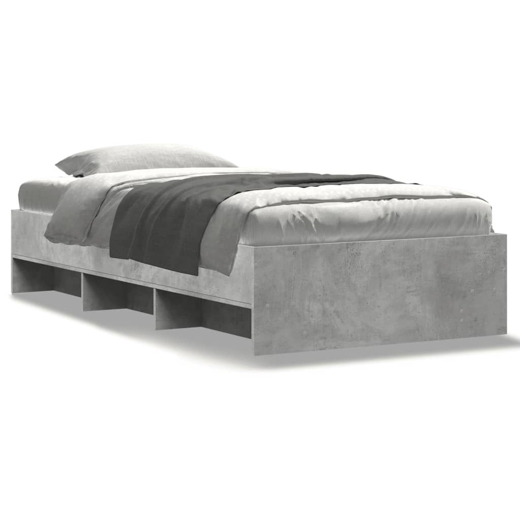 Cadre de lit sans matelas gris béton 75x190cm bois d'ingénierie