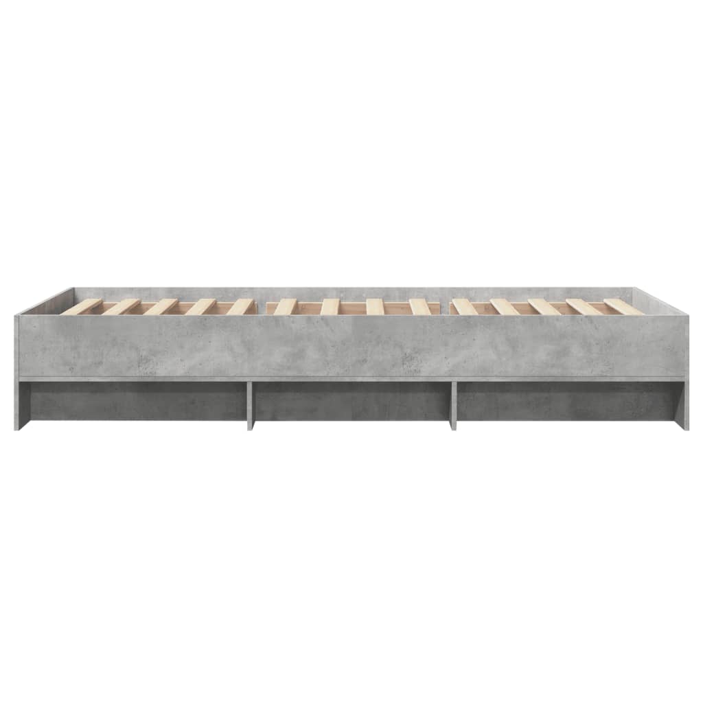 Cadre de lit sans matelas gris béton 75x190cm bois d'ingénierie