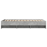 Cadre de lit sans matelas gris béton 75x190cm bois d'ingénierie