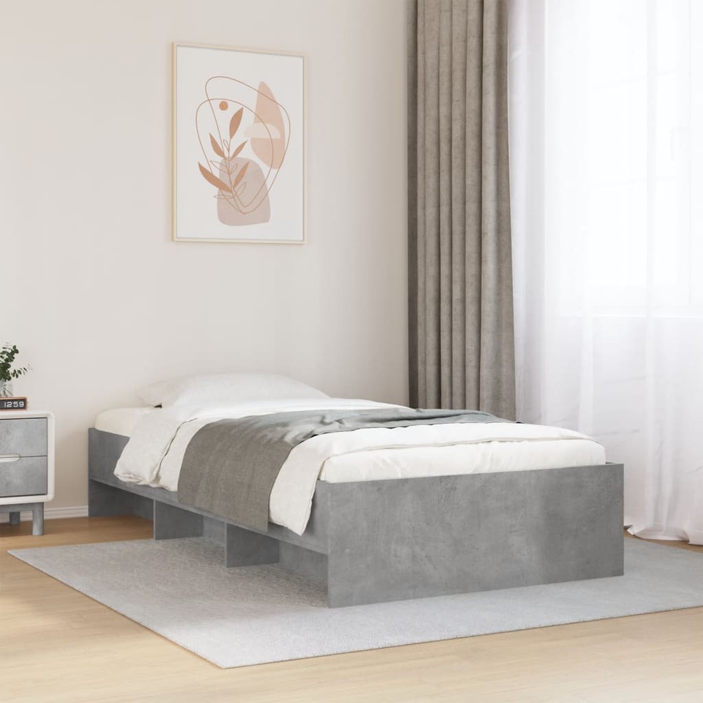 Cadre de lit sans matelas gris béton 75x190cm bois d'ingénierie