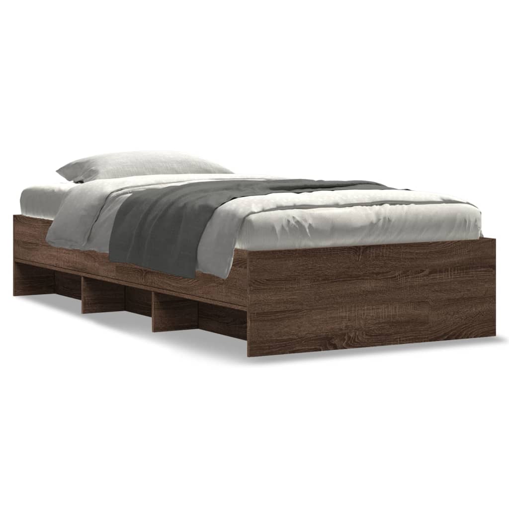 Bed frame without mattress brown oak 75x190cm engineered wood