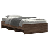 Bed frame without mattress brown oak 75x190cm engineered wood