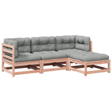 Salon de jardin 4 pcs et coussins bois massif sapin de douglas