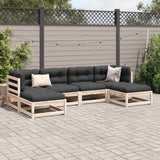 Salon de jardin 6 pcs avec coussins bois de pin massif