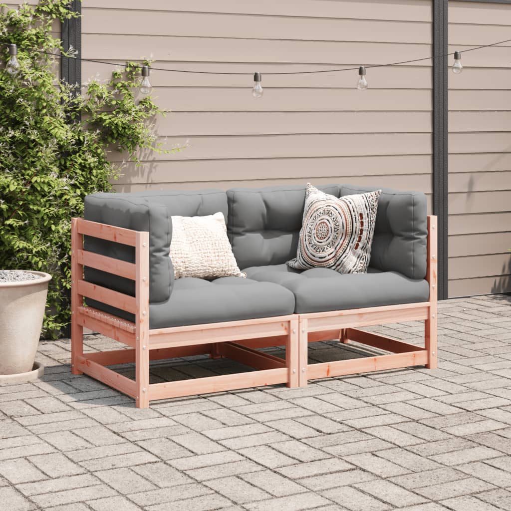 Salon de jardin 2 pcs et coussins bois massif sapin de douglas