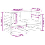 Salon de jardin 2 pcs et coussins bois massif sapin de douglas