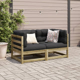 Salon de jardin 2 pcs avec coussins bois de pin imprégné