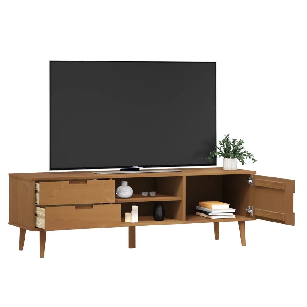 Meuble TV MOLDE Marron 158x40x49 cm Bois de pin massif