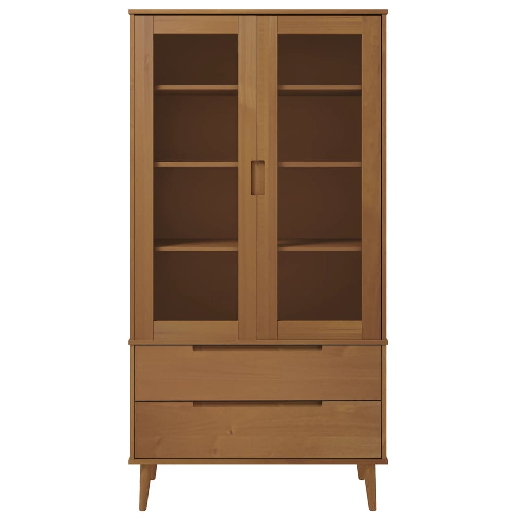 Armoire à vitrine MOLDE Marron 90x35x175 cm Bois de pin massif