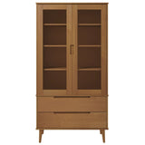 Armoire à vitrine MOLDE Marron 90x35x175 cm Bois de pin massif