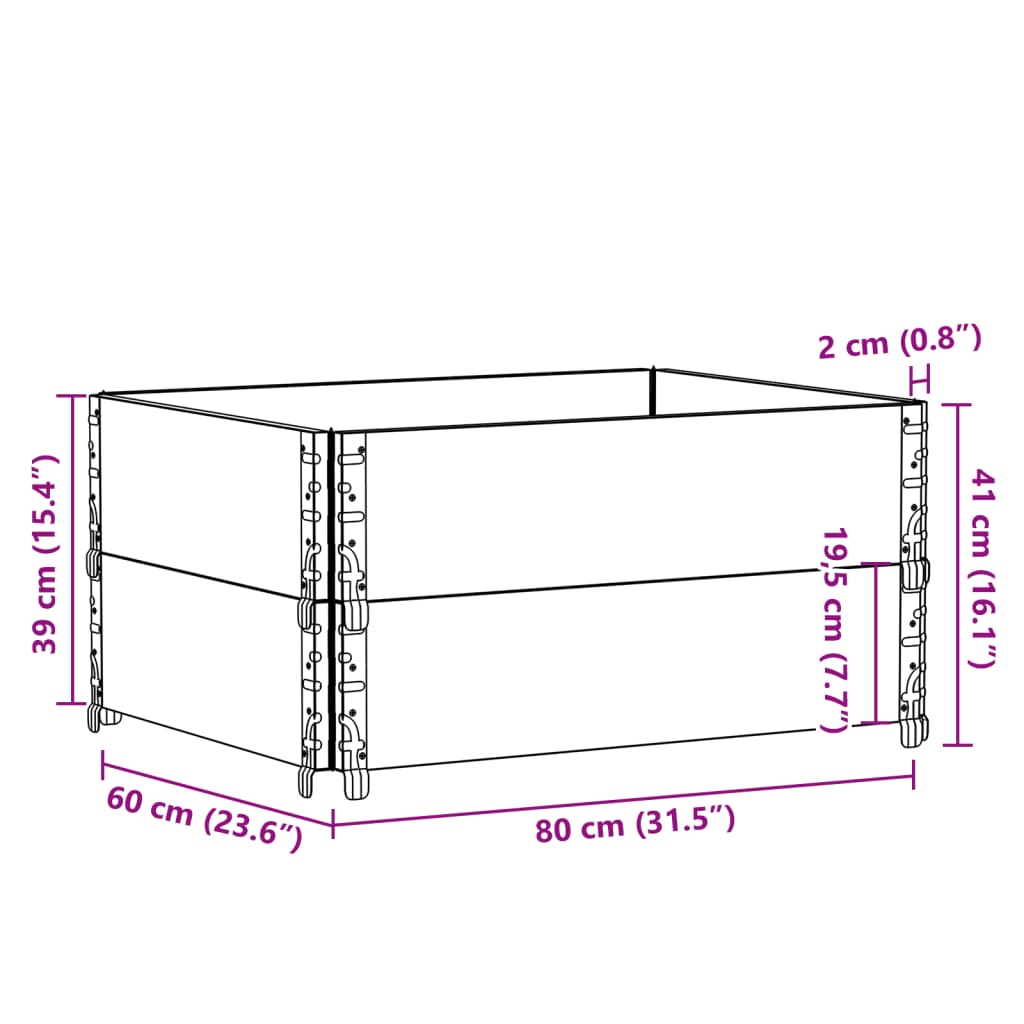 Jardinière gris 80x60 cm bois massif de pin