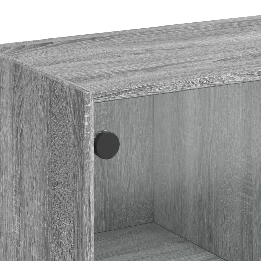 Hohes Sideboard mit Türen in Sonoma-Grau, 68 x 37 x 109 cm, Holzwerkstoff