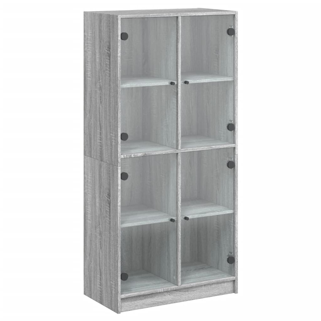 Buffet haut avec portes gris sonoma 68x37x142cm bois ingénierie