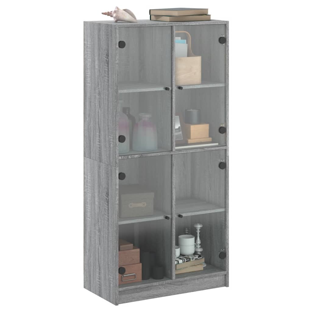 Buffet haut avec portes gris sonoma 68x37x142cm bois ingénierie