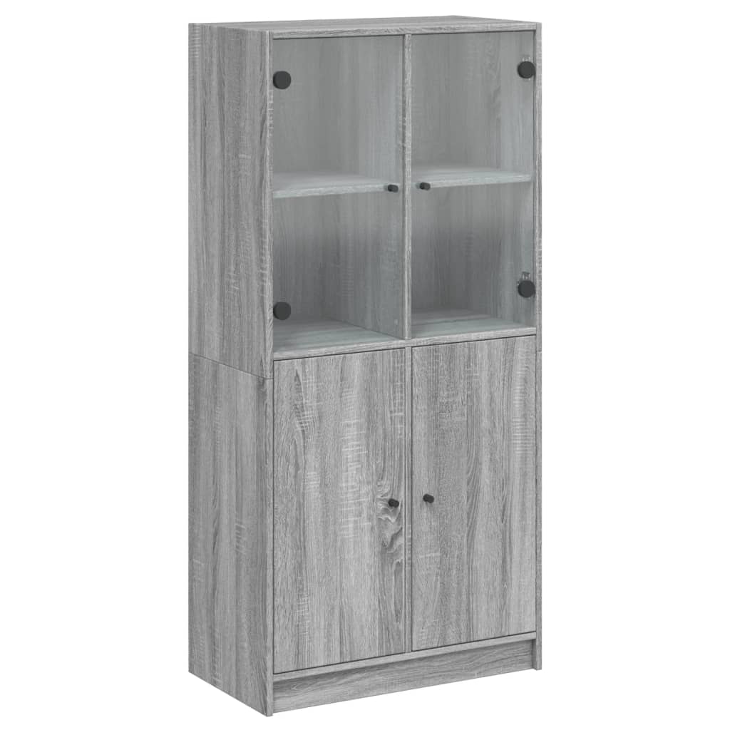 High sideboard with doors sonoma gray 68x37x142cm engineered wood