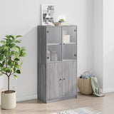 High sideboard with doors sonoma gray 68x37x142cm engineered wood