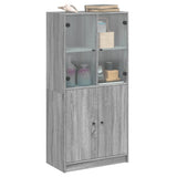 High sideboard with doors sonoma gray 68x37x142cm engineered wood