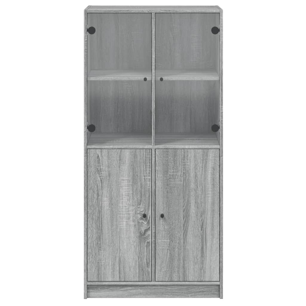 High sideboard with doors sonoma gray 68x37x142cm engineered wood