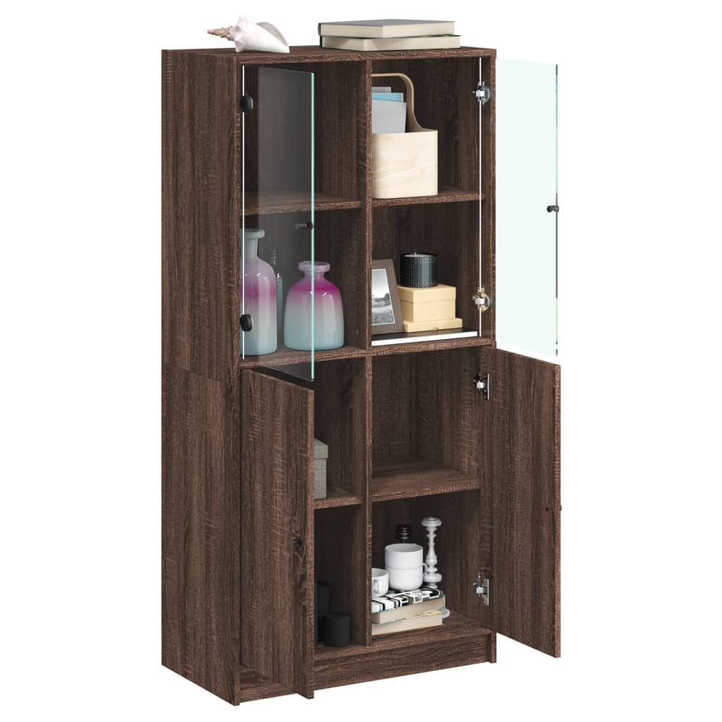 Buffet haut avec portes chêne marron bois d'ingénierie