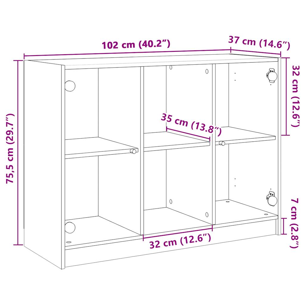 Buffet blanc 102x37x75,5 cm bois d'ingénierie