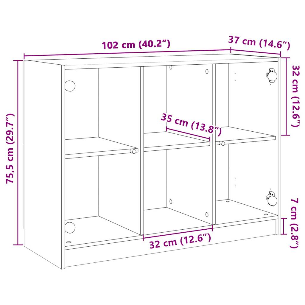 Buffet noir 102x37x75,5 cm bois d'ingénierie