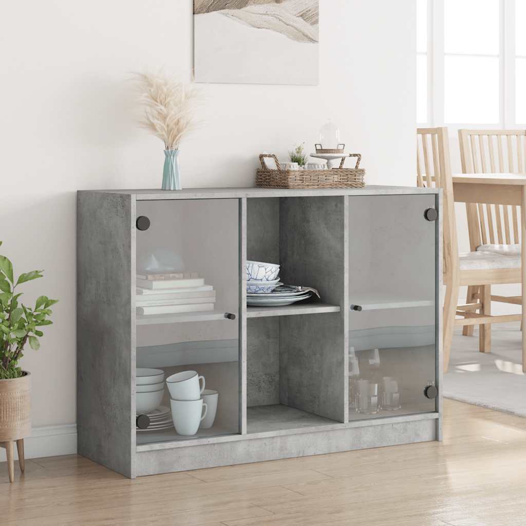 Concrete gray sideboard 102x37x75.5 cm engineered wood