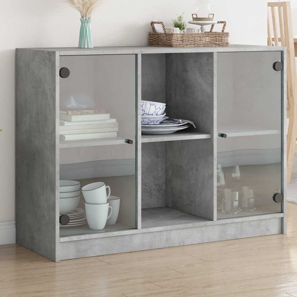 Concrete gray sideboard 102x37x75.5 cm engineered wood