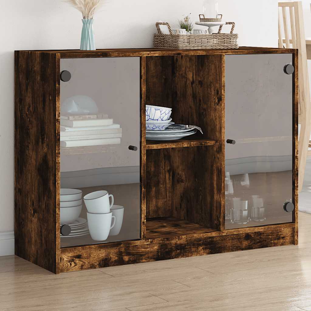 Smoked oak sideboard 102x37x75.5 cm engineered wood