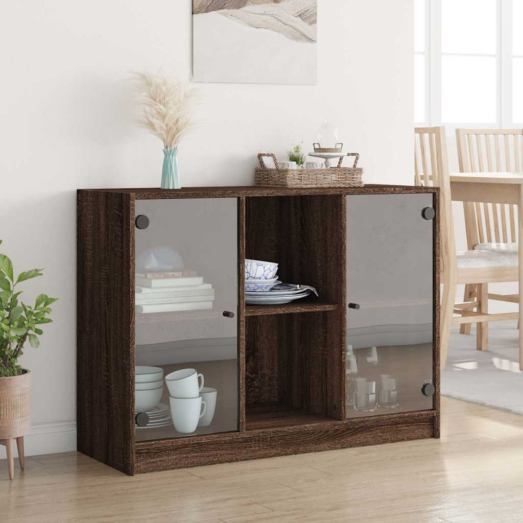 Buffet chêne marron 102x37x75,5 cm bois d'ingénierie