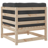 Salon de jardin 3 pcs avec coussins bois de pin massif