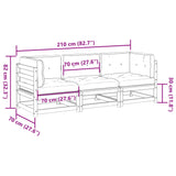 Salon de jardin 3 pcs avec coussins bois de pin massif